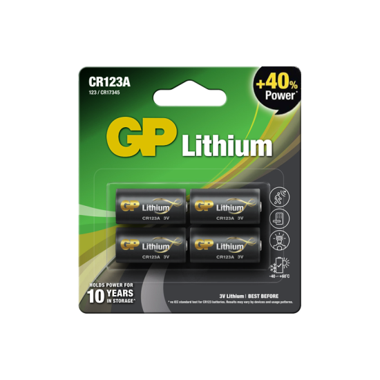 Pack 4 piles CR123A GP Batteries