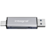 Lecteur de carte à double extrémité et microSD avec connecteurs USB-A et USB-C Integral